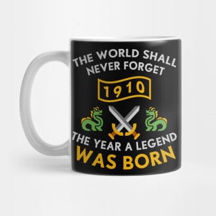 1910 The Year A Legend Was Born Dragons and Swords Design (Light) Mug